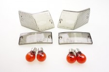 Blinkerglas Set schwarz vone und hinten + Birnen für Vespa PX 80 125 150 200 